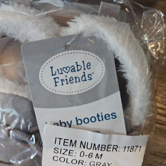 Luvable Friends Baby Booties Unisex Infants Moccasin Shoes Gray Size 0-6 Months - Picture 8 of 12
